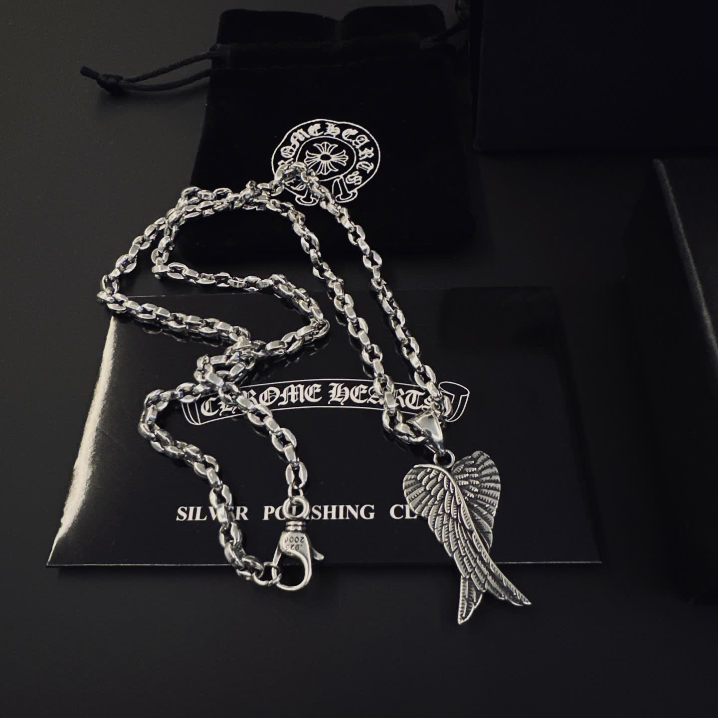 Chrome Hearts Chromethearts Winged Heart Pendant Necklace